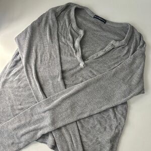 Brandy Melville Grey Button Sweater Long Sleeve Top